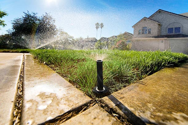 Home low angle sprinklers in action.